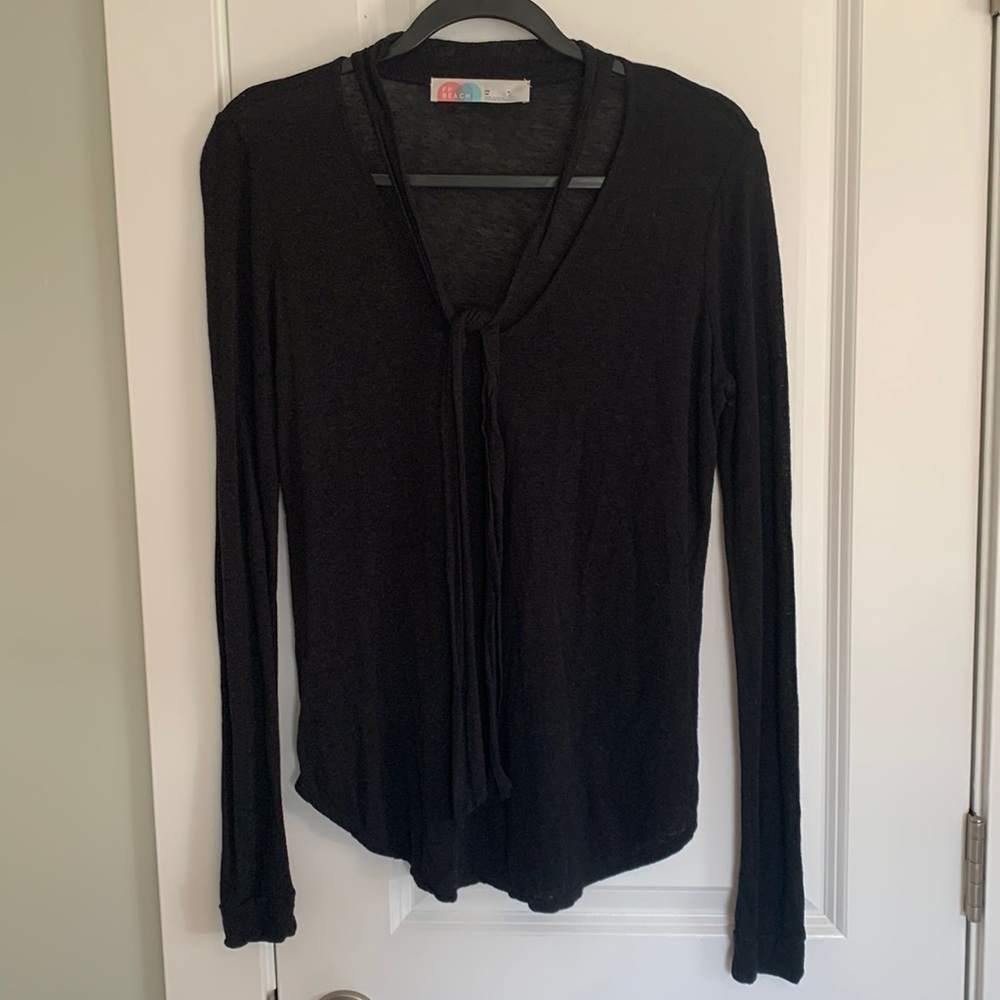 Free People BEACH Black Long Sleeve Top